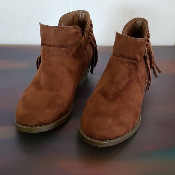 EUC Arizona Jeans Copper Colored Boots with Fringes Sz 6 - Picture 3 of 6